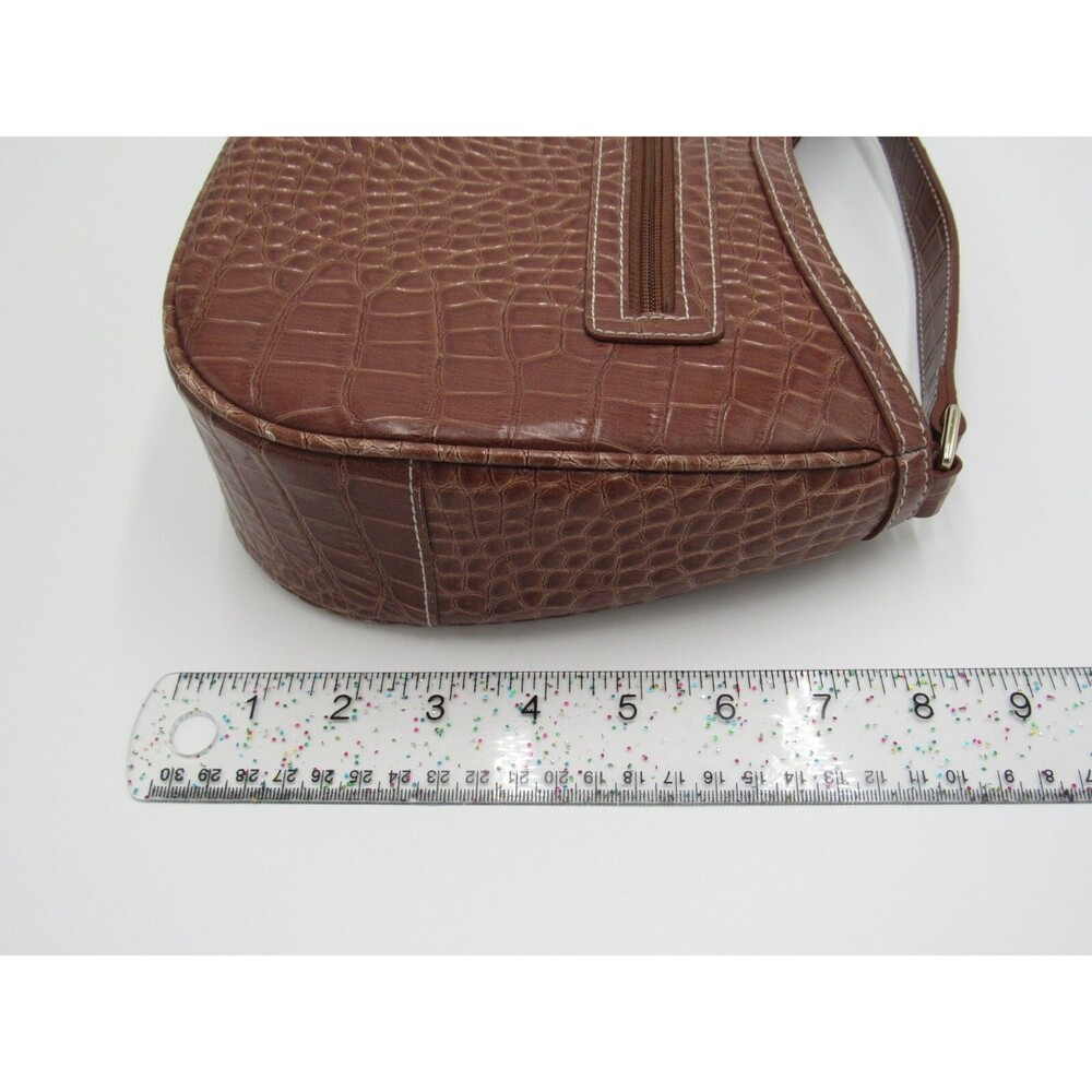 Liz Claiborne Purse Accessories Brown Embossed Snakeskin Womens Shoulder Bag - Picture 7 of 16